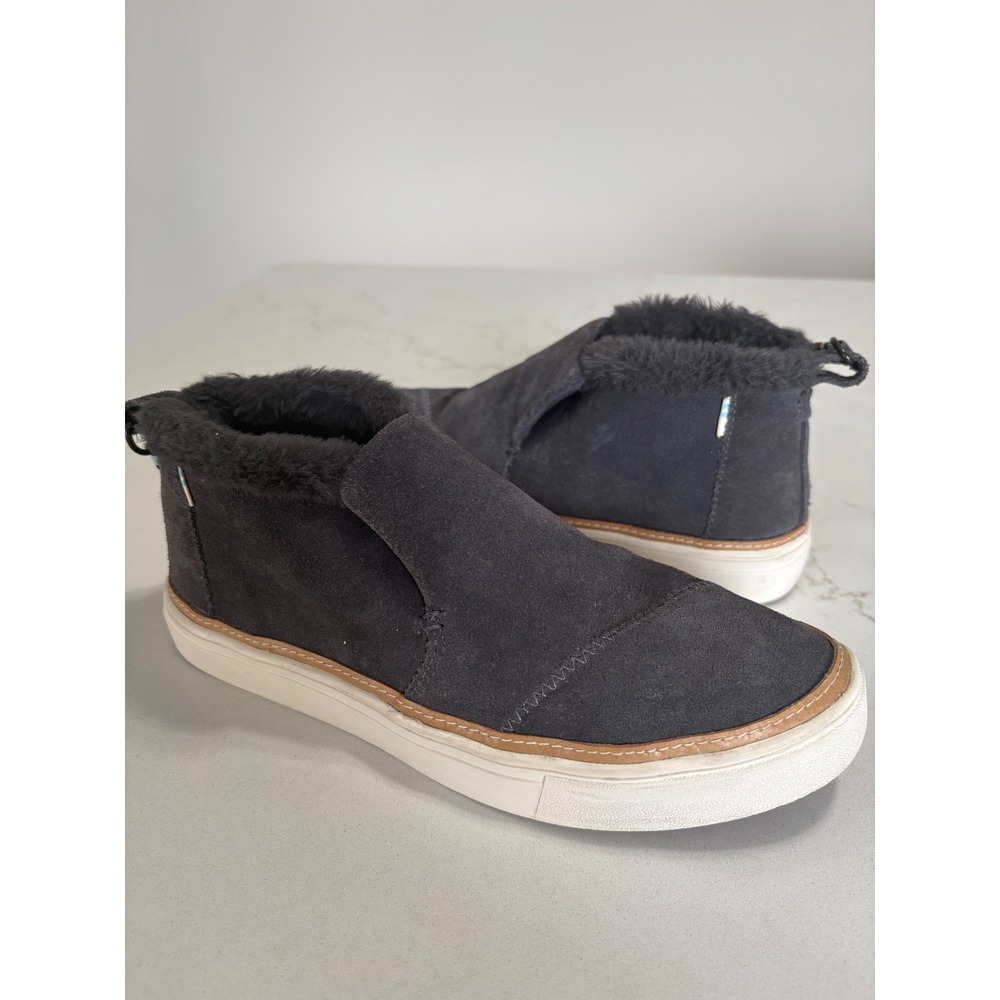TOMS Paxton Suede Faux Fur Lined Slip On Sneakers Bootie Grey 6.5 Gorpcore Cozy